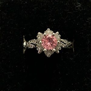 Pink and Silver Ring, Size 7. Rose shaped.